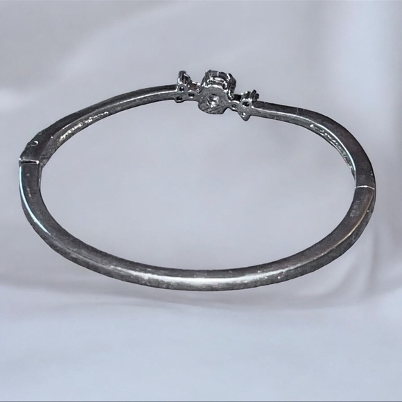 Vintage CZ Silver Tone Bangle Bypass Bracelet - Picture 4 of 6